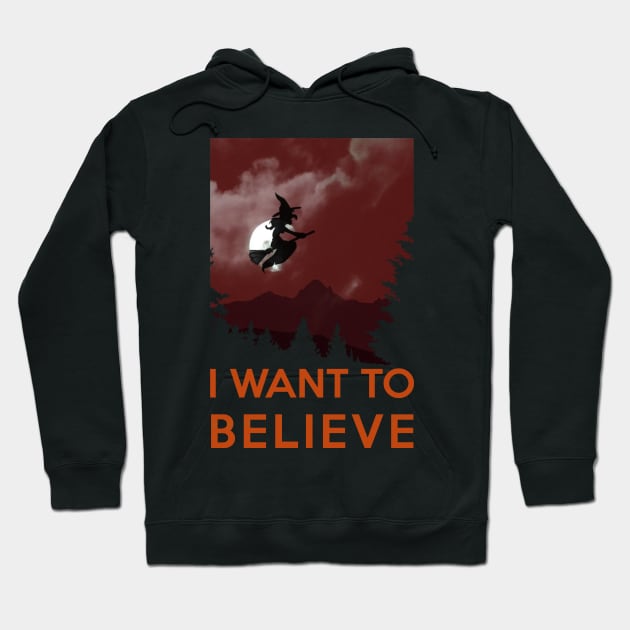 I want to believe - Halloween witch is flying in the moonlight Hoodie by Quentin1984